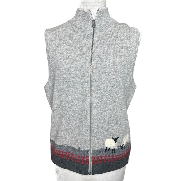 WOOLRICH Grazing Sheep Lambswool Full Zip Sweater Vest. Size Medium - Picture 1 of 6